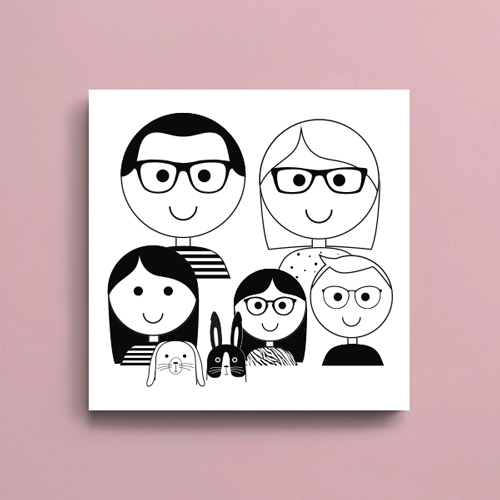 Familieportret – Tegel Zwart/wit