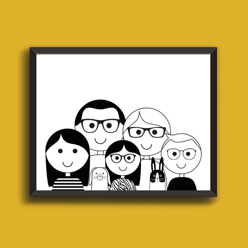 Familieportret – Dynamisch | Zwart/wit